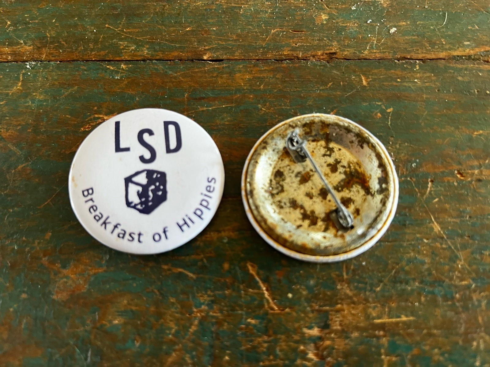 1960s  Button - LSD Breakfast of Hippies - 1.5 Inch Pinback -  Acid Trip - Leary