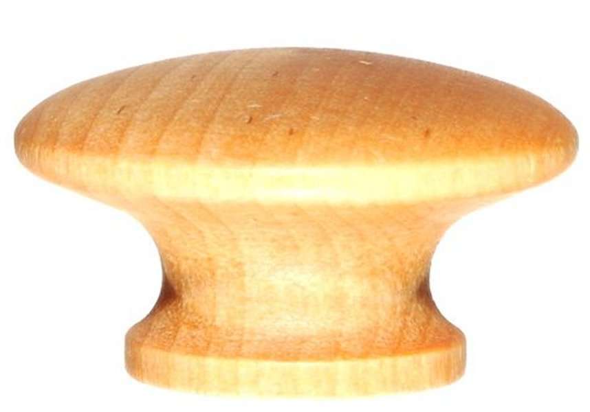 25 1-1/2 inch ROUND VARNISHED BIRCH KNOBS Pulls Cabinet Handles Paintable