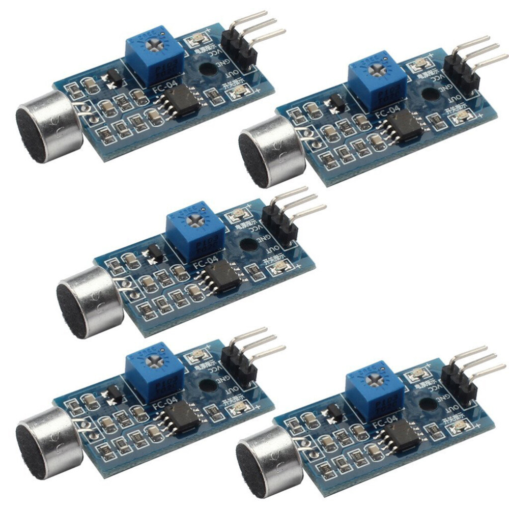 5 Pcs Adjustable Voltage Voice Sensor Module Sound Detection