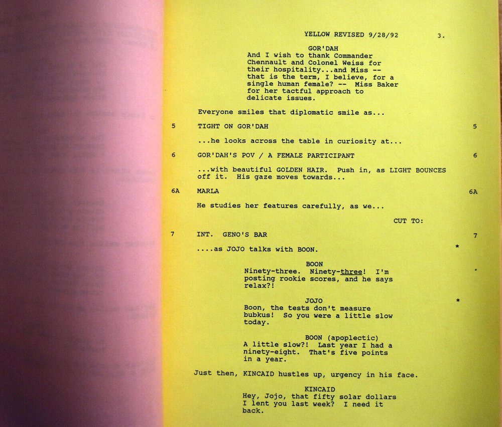 Original Space Rangers " Death Before Dishonor " First Draft Script