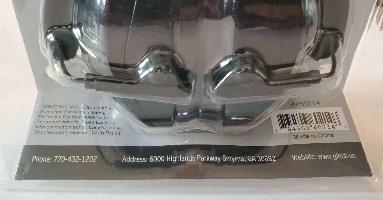 GLOCK Range Kit AP60214 Shooting Glasses, Earplugs, Ear Muffs 25db