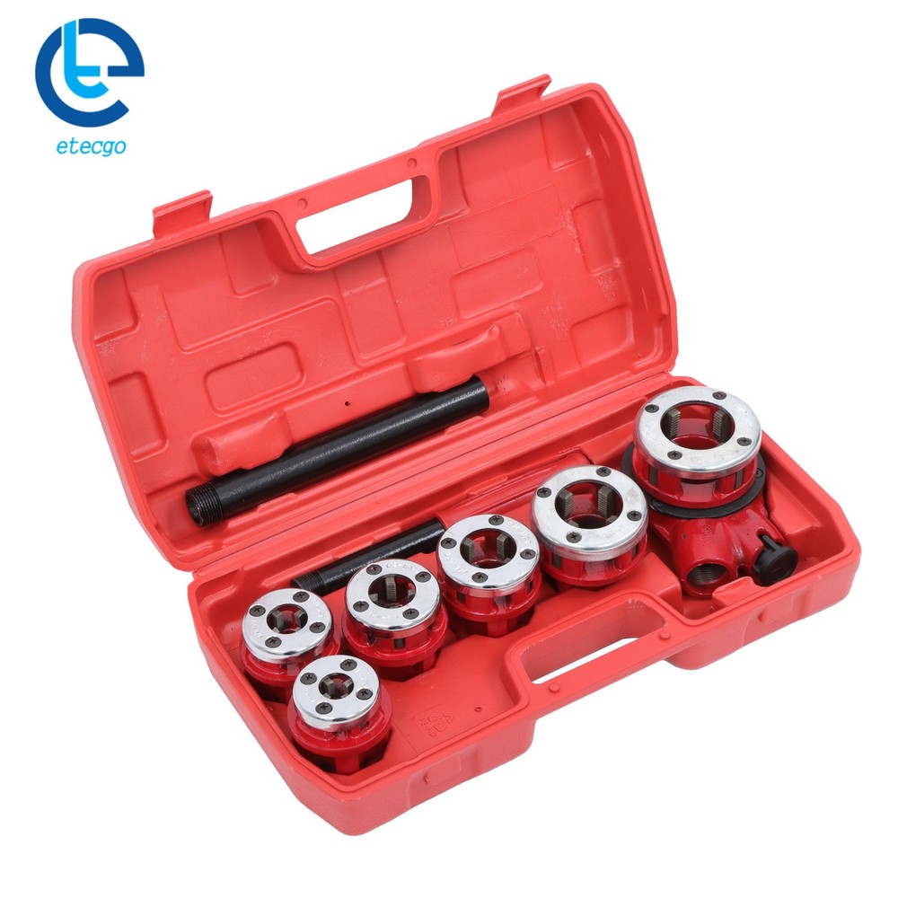 W/ 6 Dies Ratcheting Pipe Threading Tool Set Ratchet Pipe Threader Kit