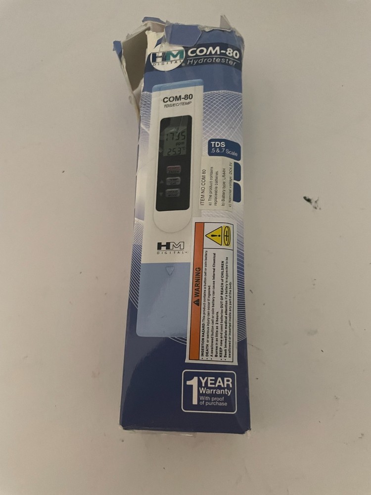 HM Digital COM-80 Hydrotester TDS/EC/Temperature Meter Open Box
