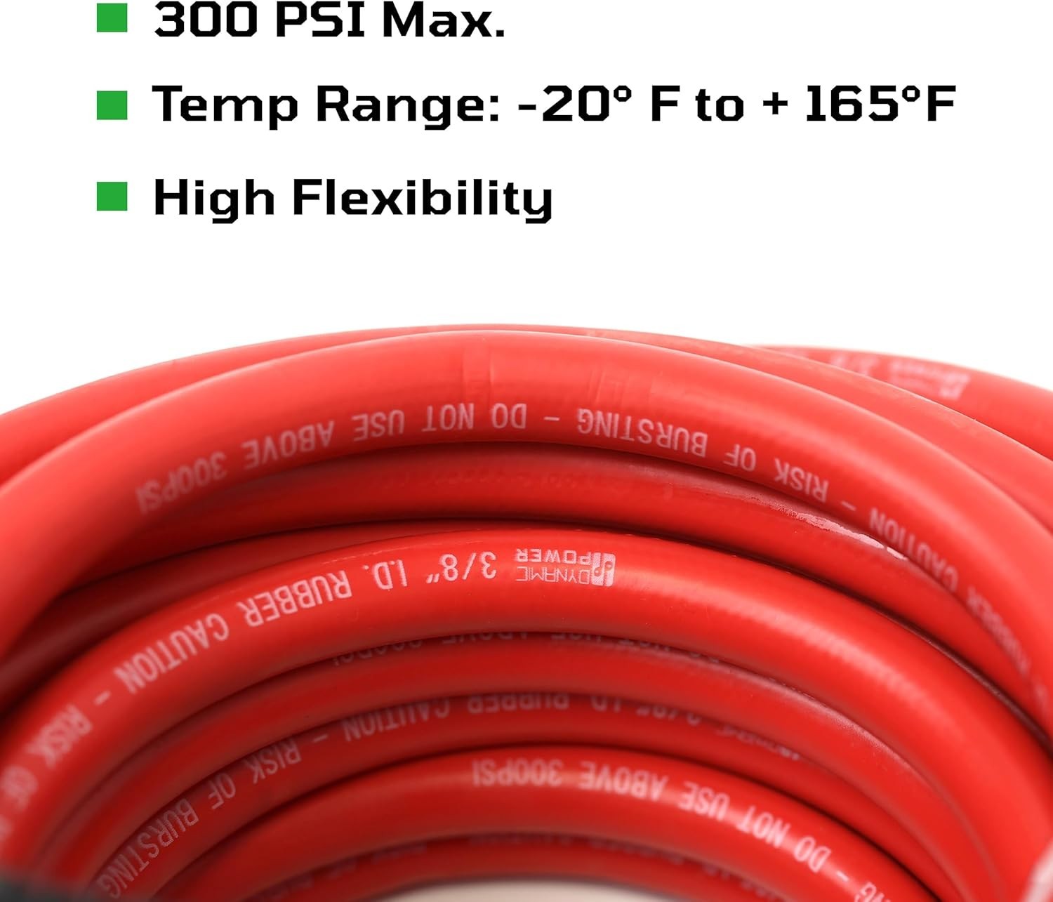 DYNAMIC POWER 3/8-in x 50-ft Premium Rubber Air Hose with 10-Piece Accessory Kit