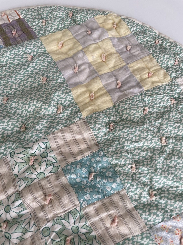 Vintage Round Circle Playmat Ninepatch Quilt