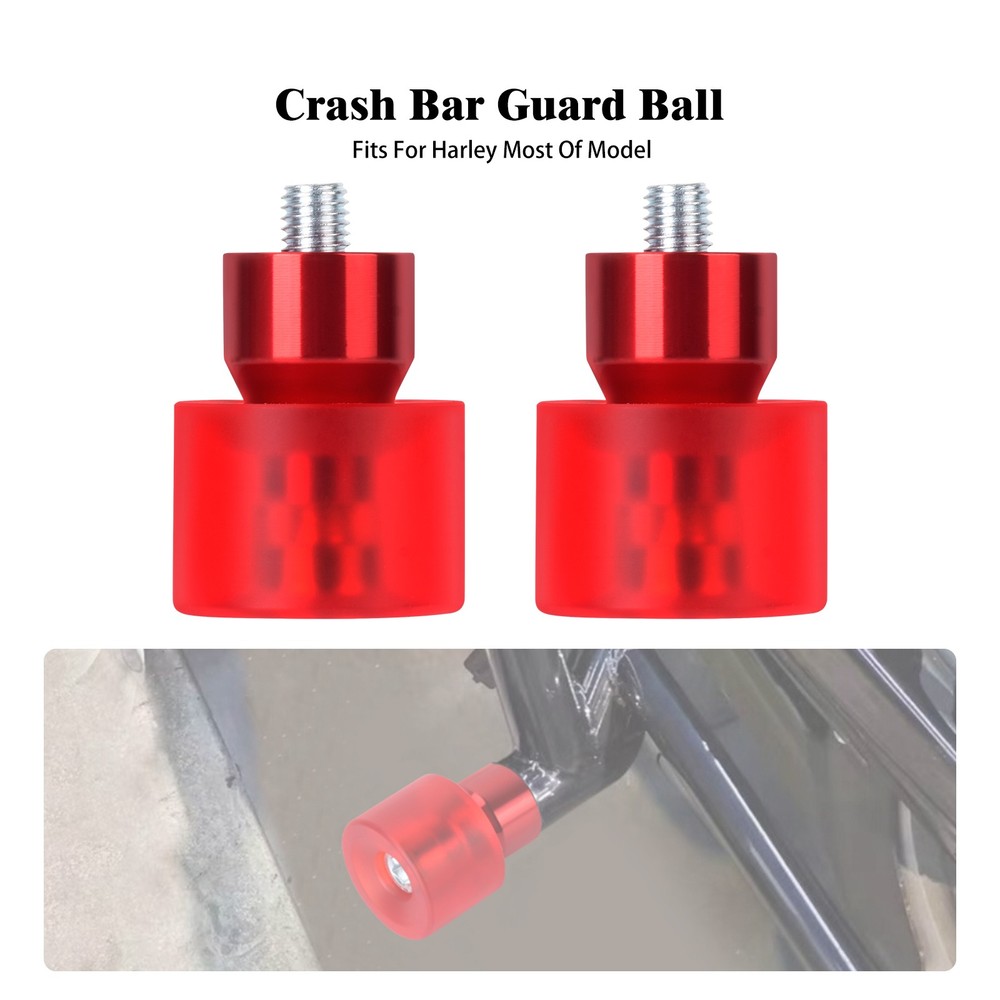 Red 2x Engine Protective Guards Crashs Bars 12mm End Balls Protector For Harley
