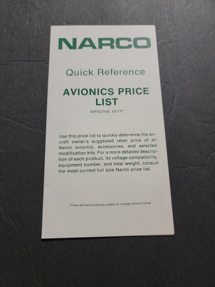 NARCO AVIONICS VINTAGE ADVERTISING