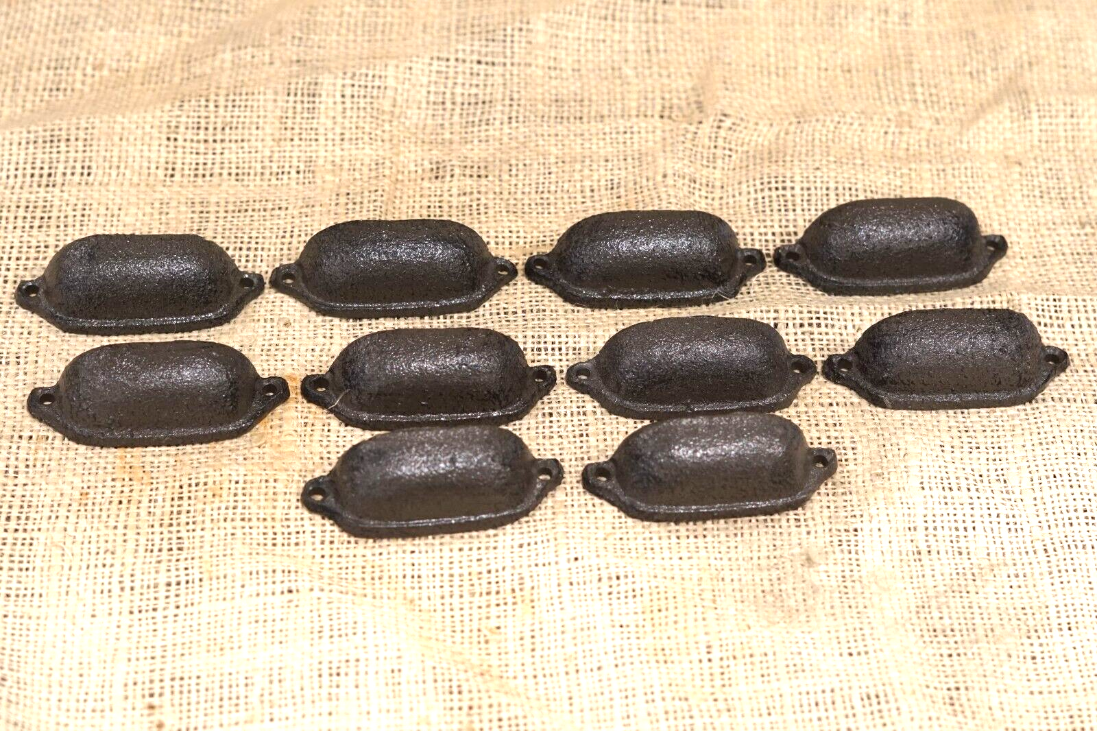 10 CAST IRON BROWN 3" ORNATE PULLS DRAWER CABINET BIN HANDLES RUSTIC VINTAGE