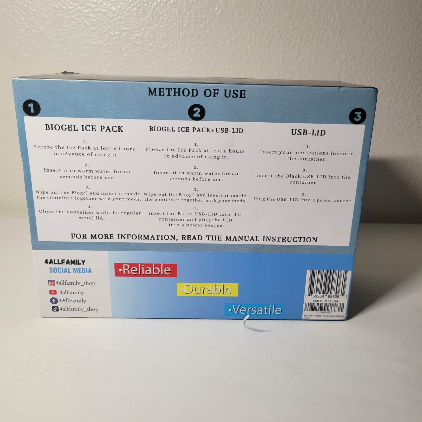 4ALLFAMILY EXPLORER 72 Hour 7 Pen Medical Insulin Cooler Travel Case USB Charger