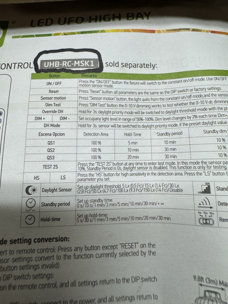 Remote for Merrytek Sensor Lighting applications