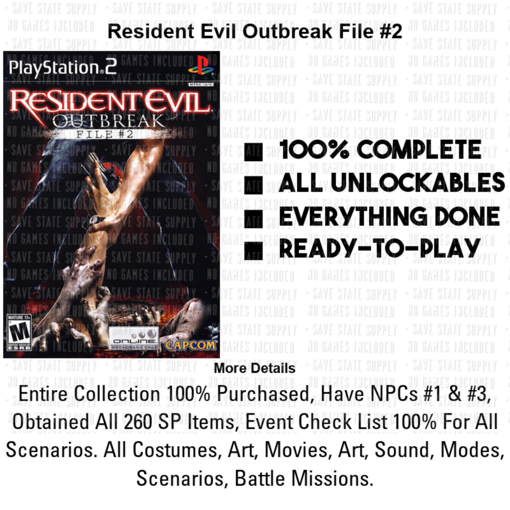 Resident Evil 2, 3, 4, 5, 6, OutBreak, Veronica PS2 PS3 Memory Card USB
