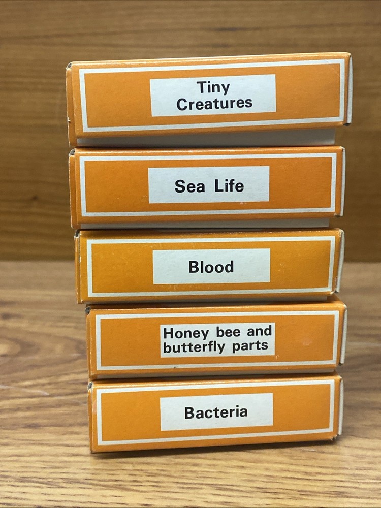 Vintage Sears & Robuck 60 (59) Prepared Educational Specimens Slides Microscope