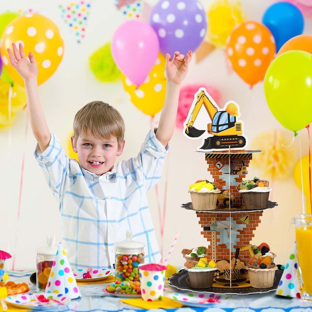 Construction Birthday Decorations 3 Tier Construction Theme Cupcake Stand