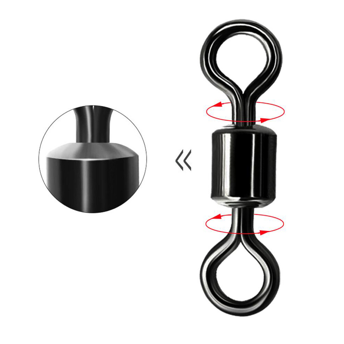 50~200Pack Fishing Barrel Swivels 9LB~1320LB Stainless Steel Rolling Solid Ring