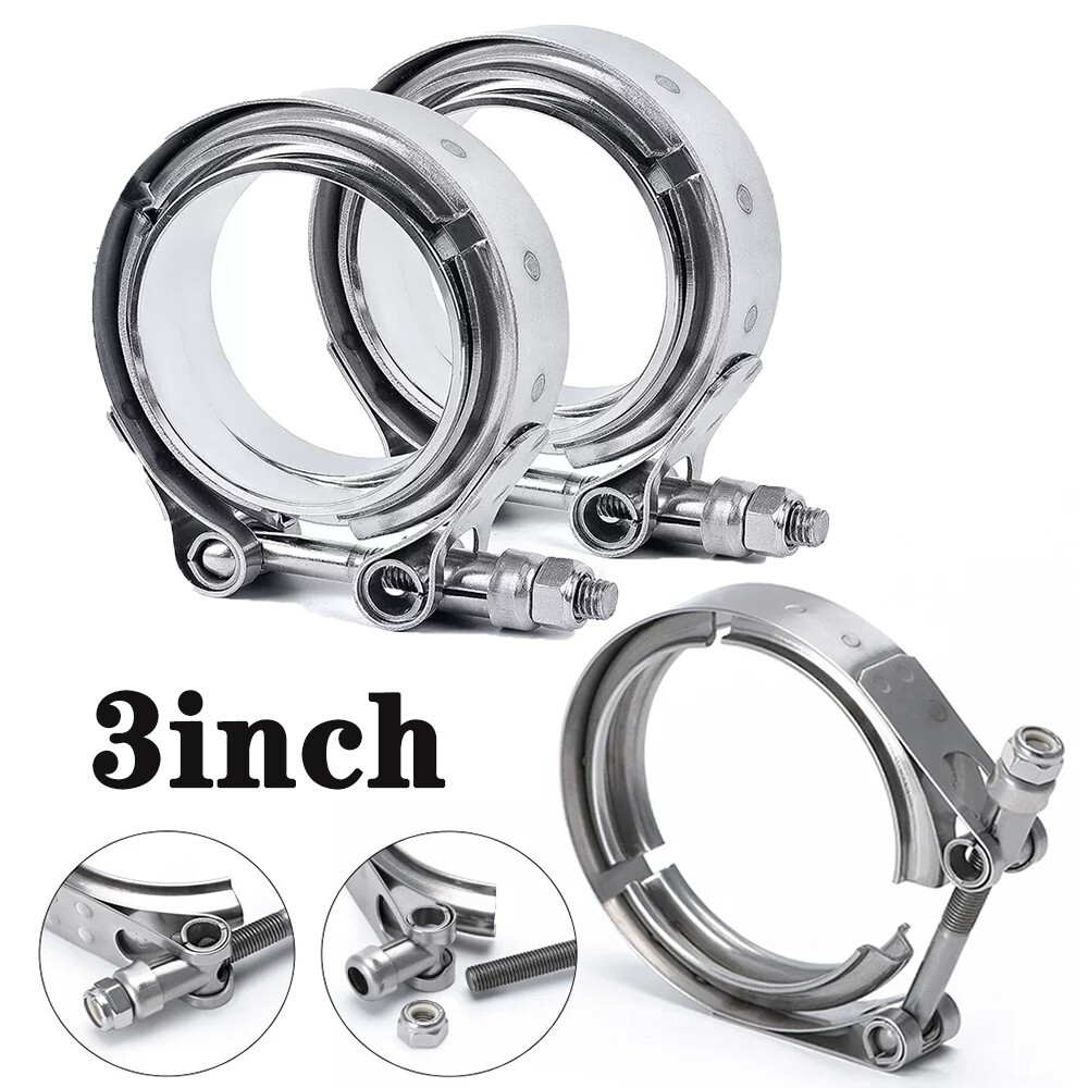 8PCS 3inch Stainless Steel V-Band Clamp SS 304 flange Vband Exhaust Downpipe