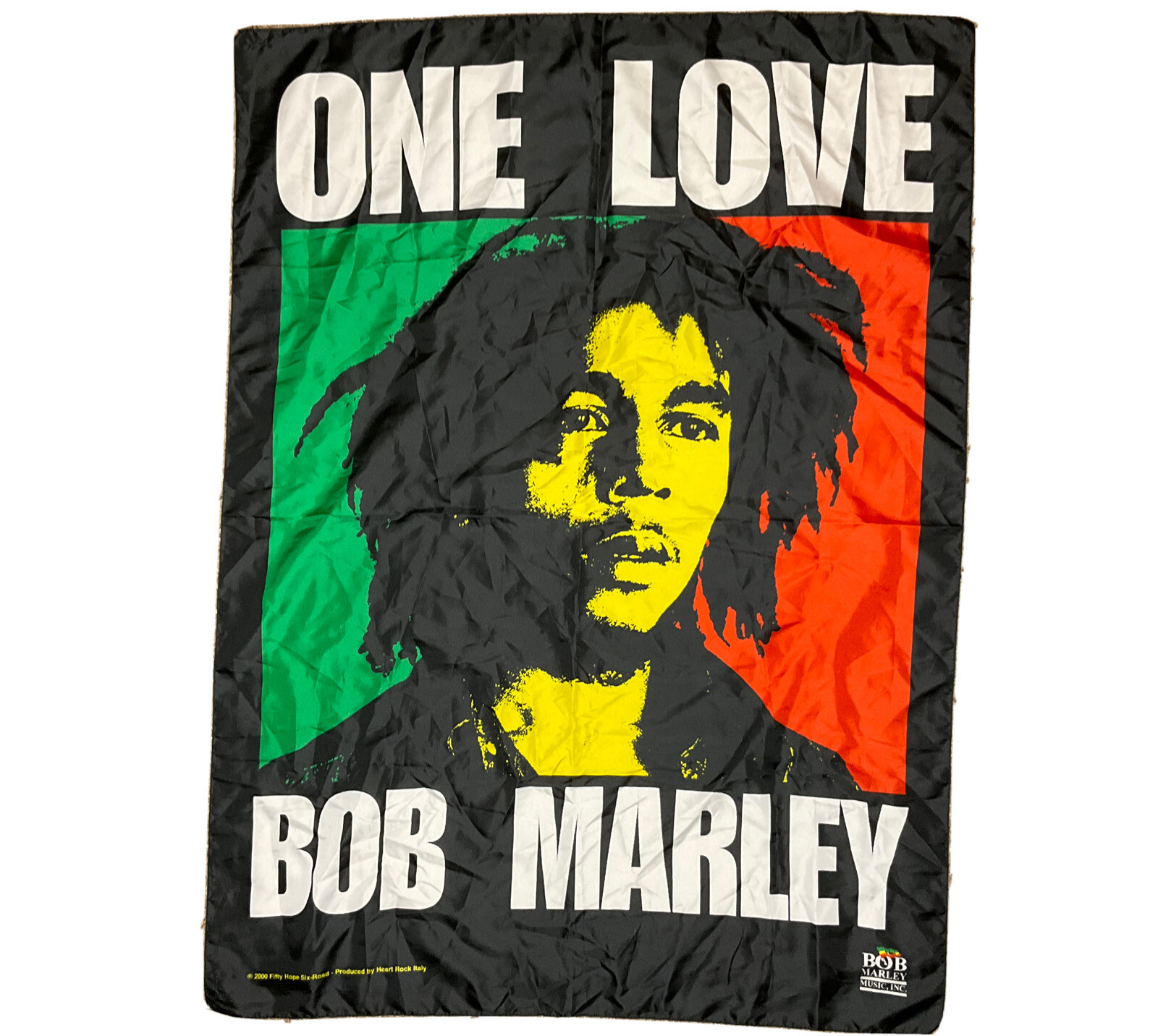 Vintage Bob Marley One Love Reggae Rasta Banner Wall Hanging Decor Y2K Year 2000