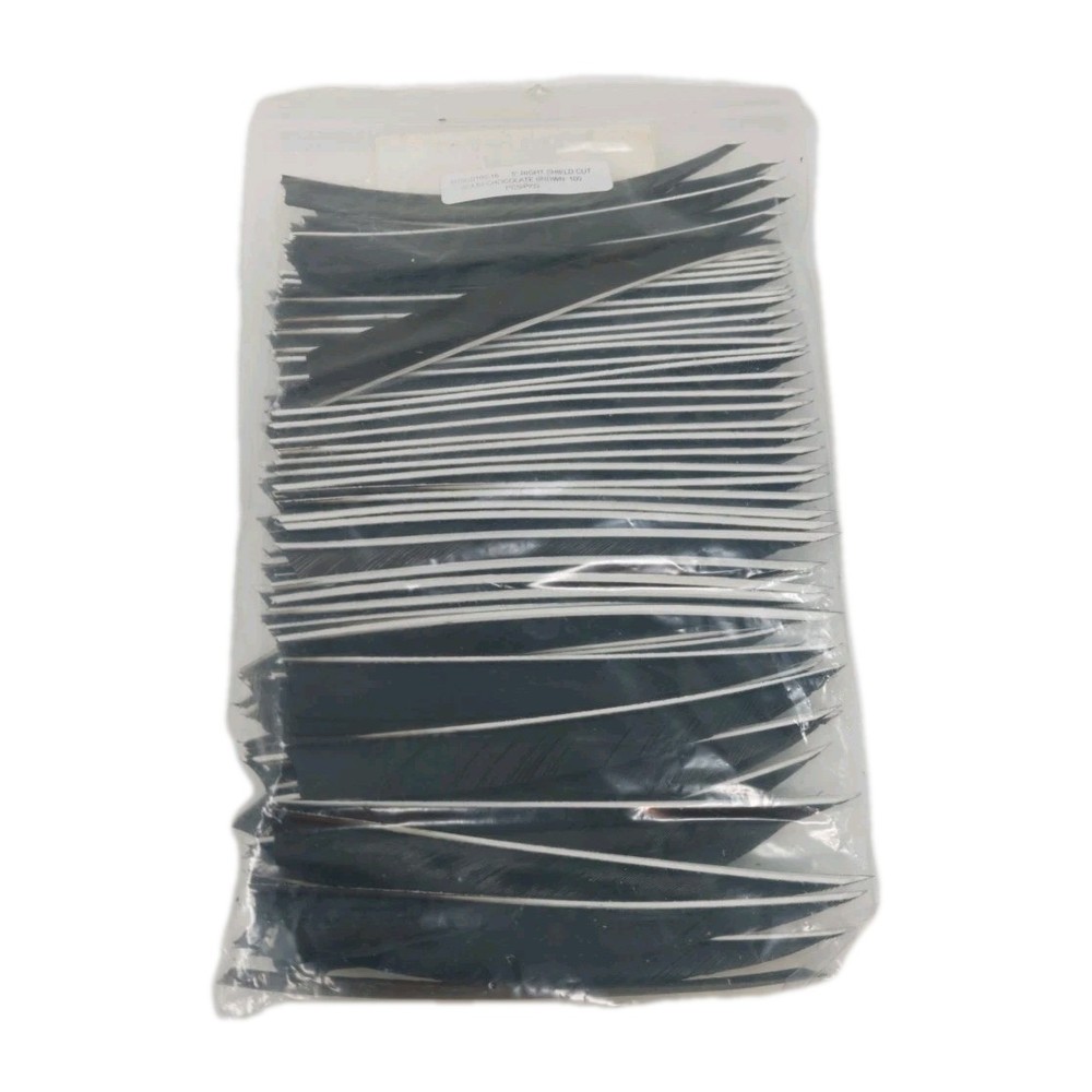 100pk Bullseye Archery Feathers 5" Right Wing: Shield Solid Chocolate Brown