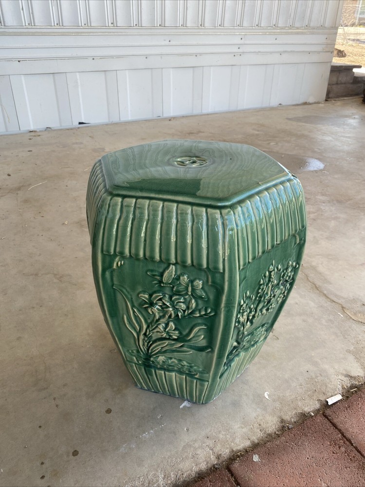 Green Glazed Garden Stool