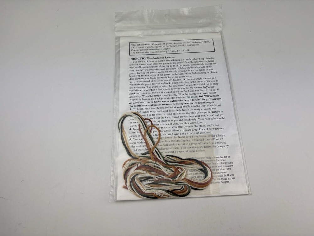 Threads Through Time Autumn Leaves Sampler Needlepoint Pattern Kit 6S