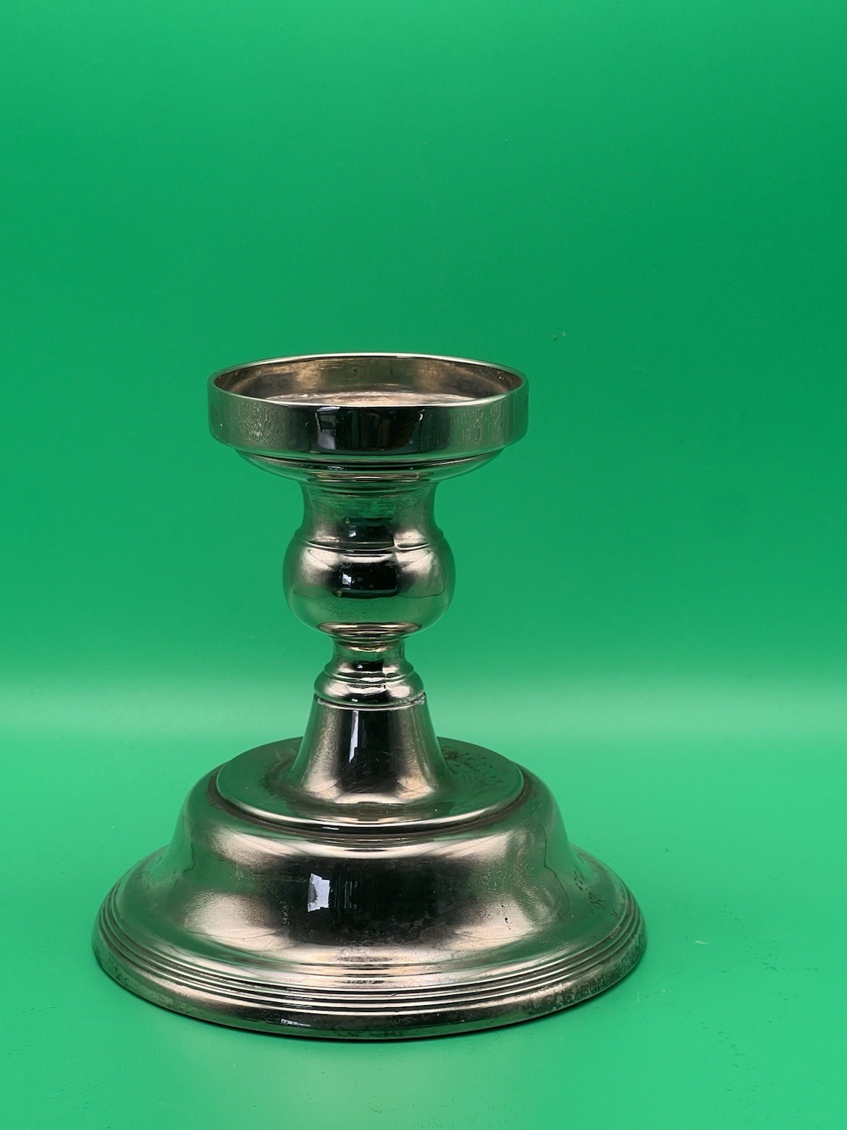 Vintage Silver-Plate Colonial Candlesticks Pair 4.25” Taper Holders Weighted