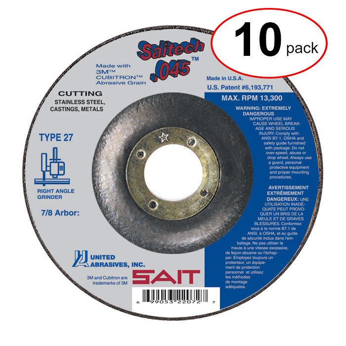 Sait 22088 - 7"X.045 S.S.Cut Off Wheel   -  (10Pack)