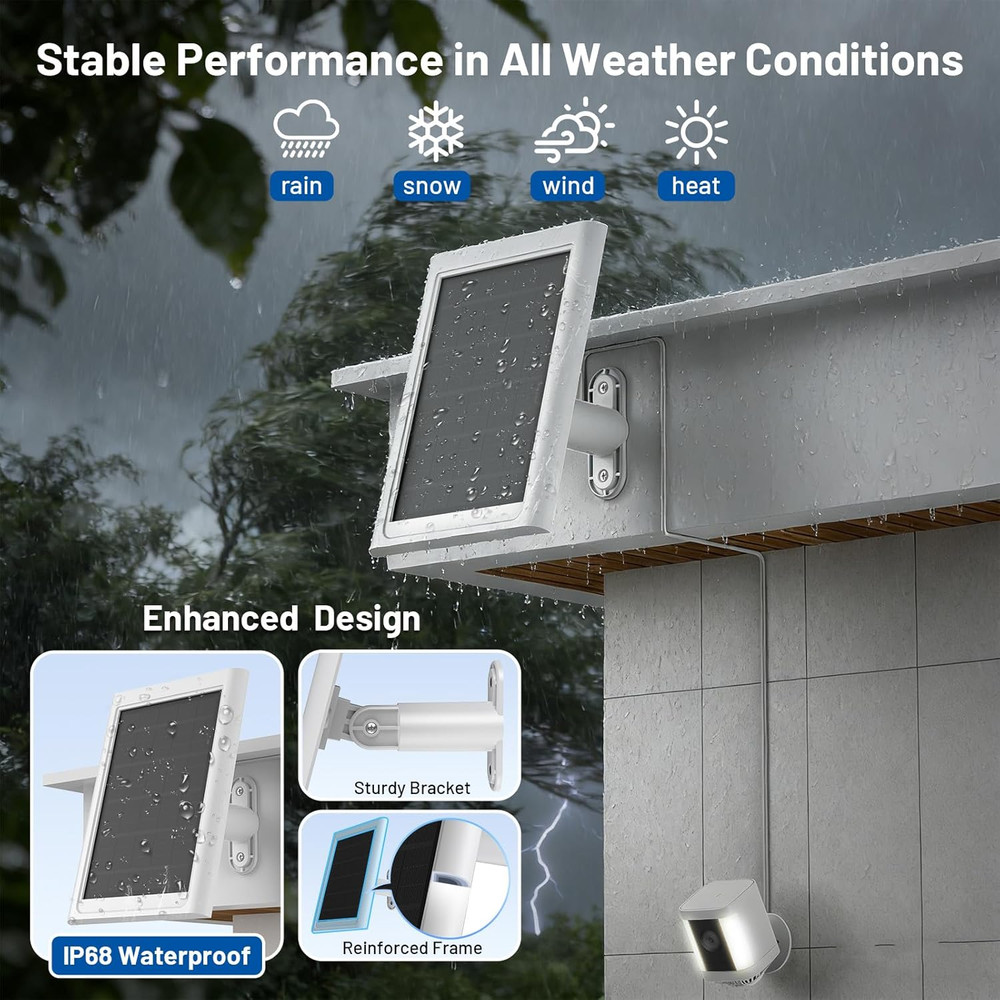 Solar Panel for Ring Camera – Compatible with Ring Stick up Cam Battery/Pro And