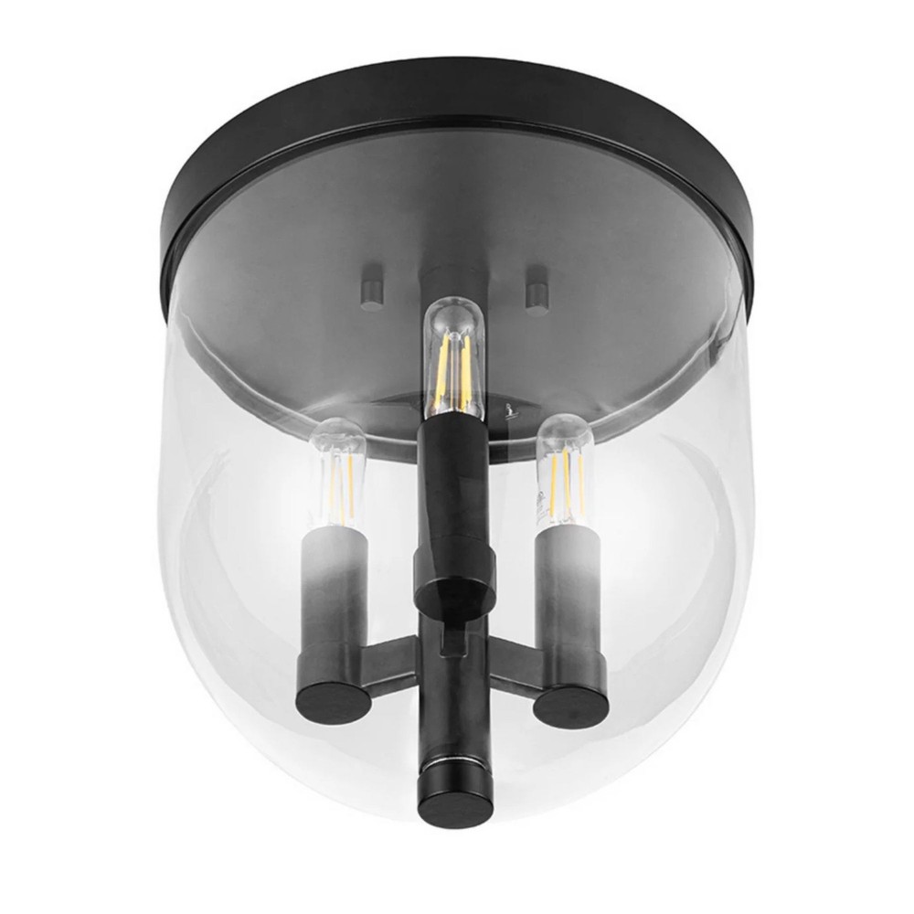 Prominence Home Hansley 3 Light Flush Mount Ceiling Light Fixture, Matte Black