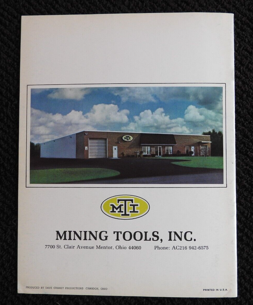 1977 MTI Mining Tools Inc "Carbide Drilling Bits" Engineering Brochure Mentor OH