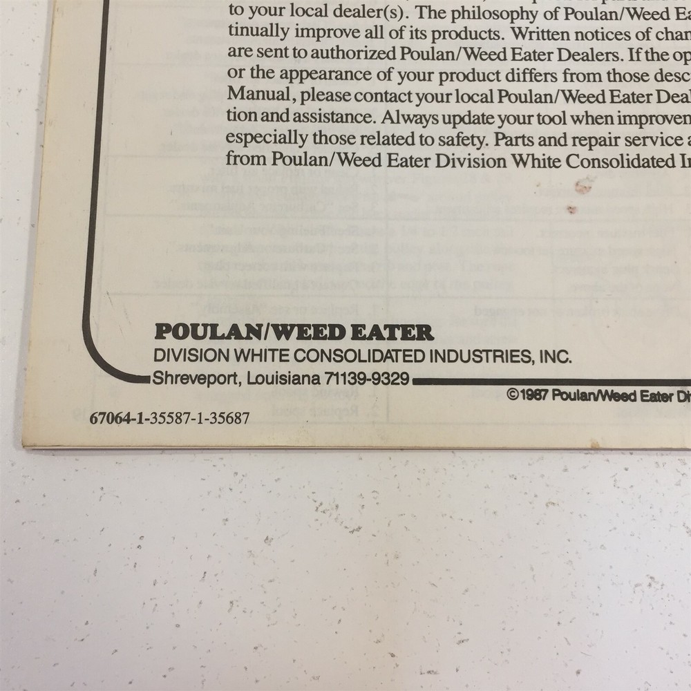Weed Eater XR20T Trimmer Operator's Manual