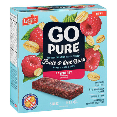 Leclerc Go Pure Raspberry Fruit & Oat Bars, 140g/5 oz. Box {Imported from Can...