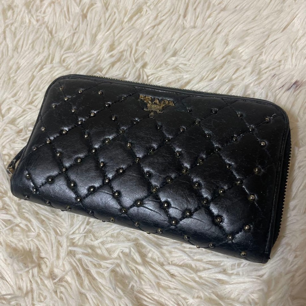 Prada Black Quilted Wallet Long excellent gift