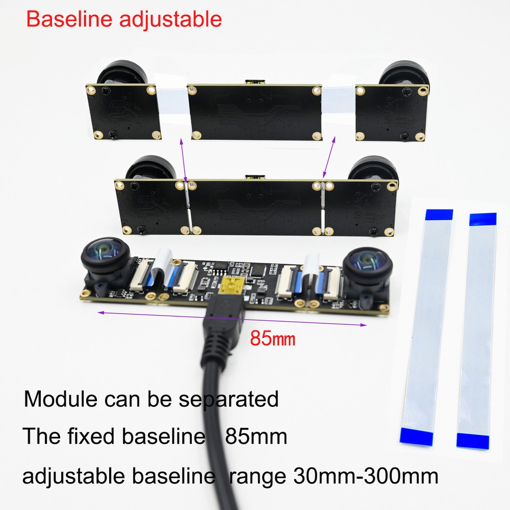 720P 3D Stereo Dual Lens USB Camera Module Synchronized Baseline Adjustable