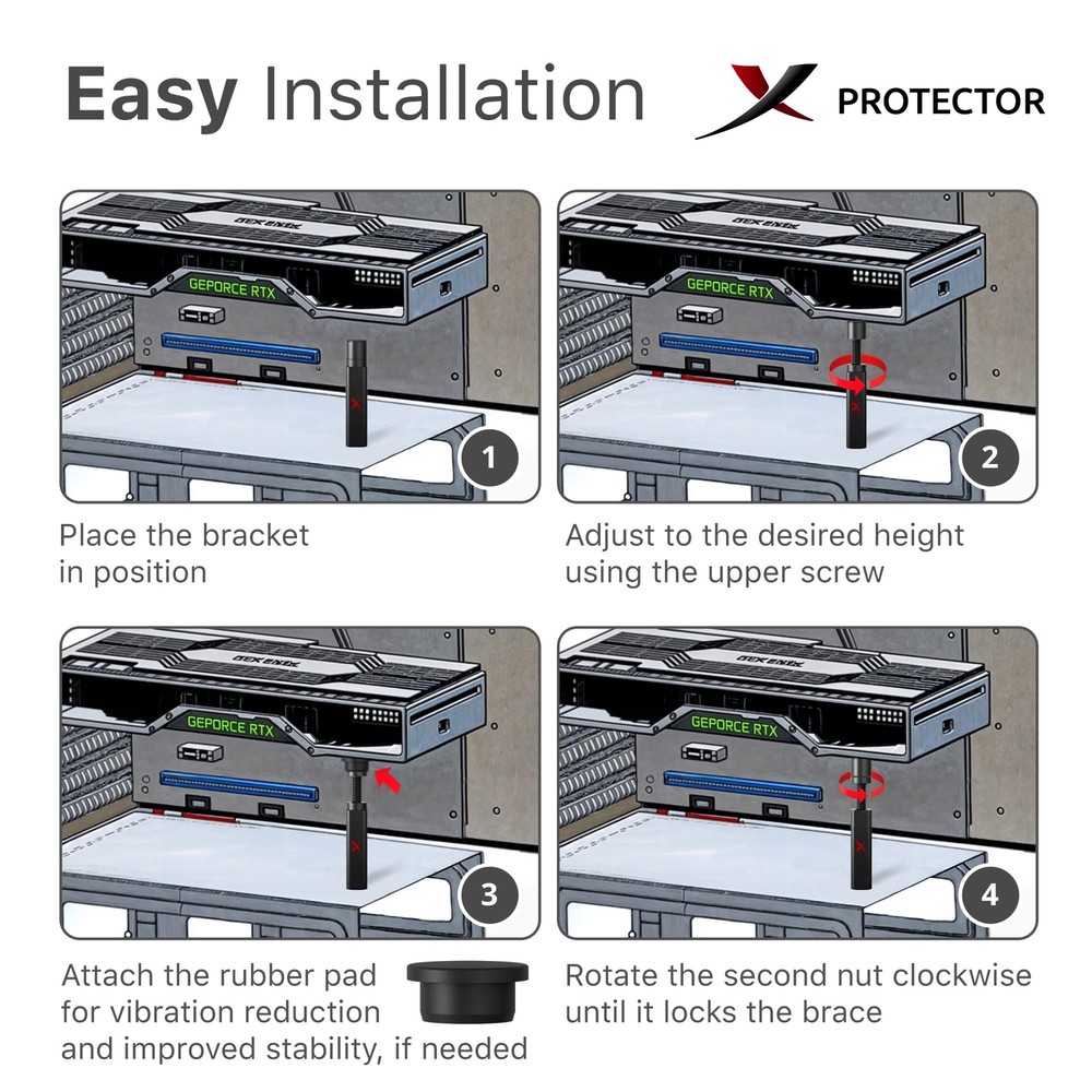 GPU Support Bracket - Large GPU Sag Bracket 2.9" - 5" - Premium GPU Stand wit...