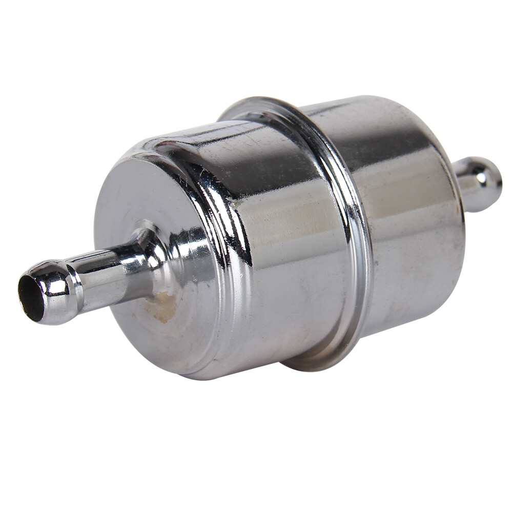 9746 Fuel Filter Chrome Canister For 3/8" Hose Carburetor Inline Gas Filter