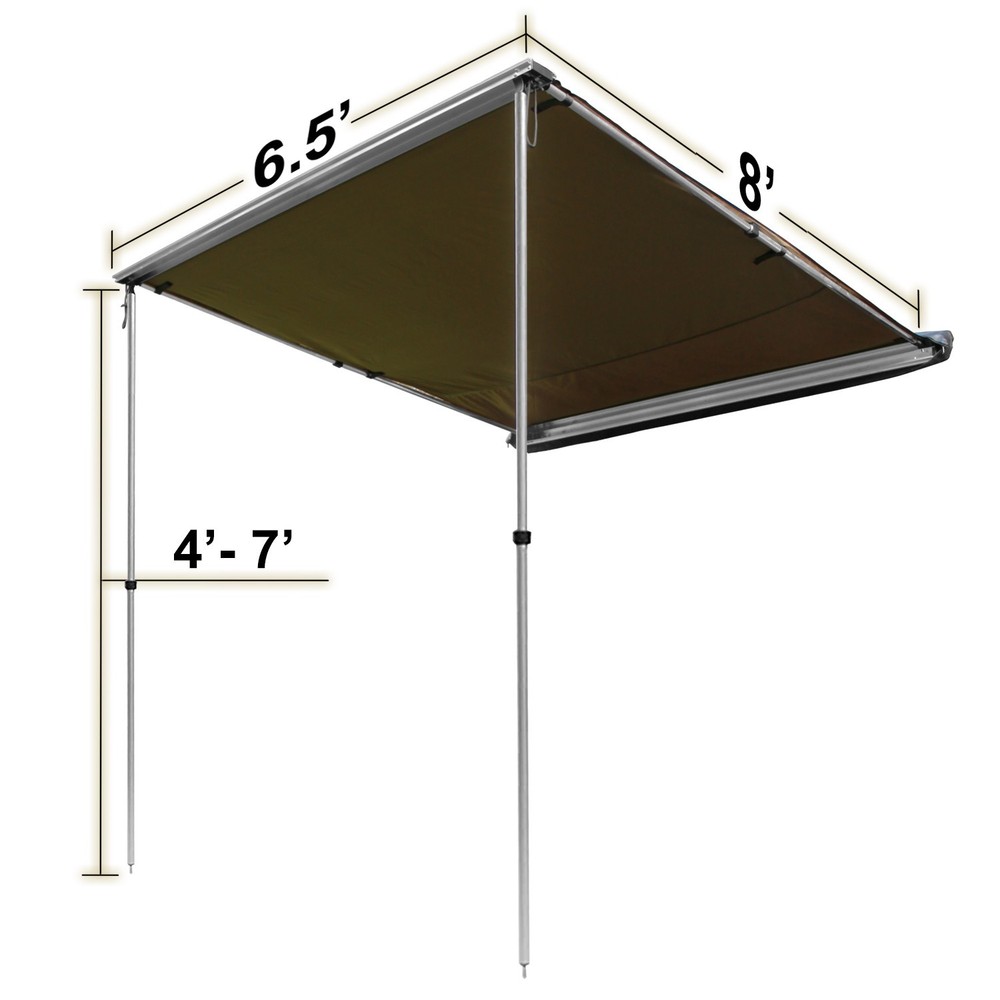 OFFGRID 6.5ft x 8.2ft Retractable Rooftop Awning Olive Drab Polyester