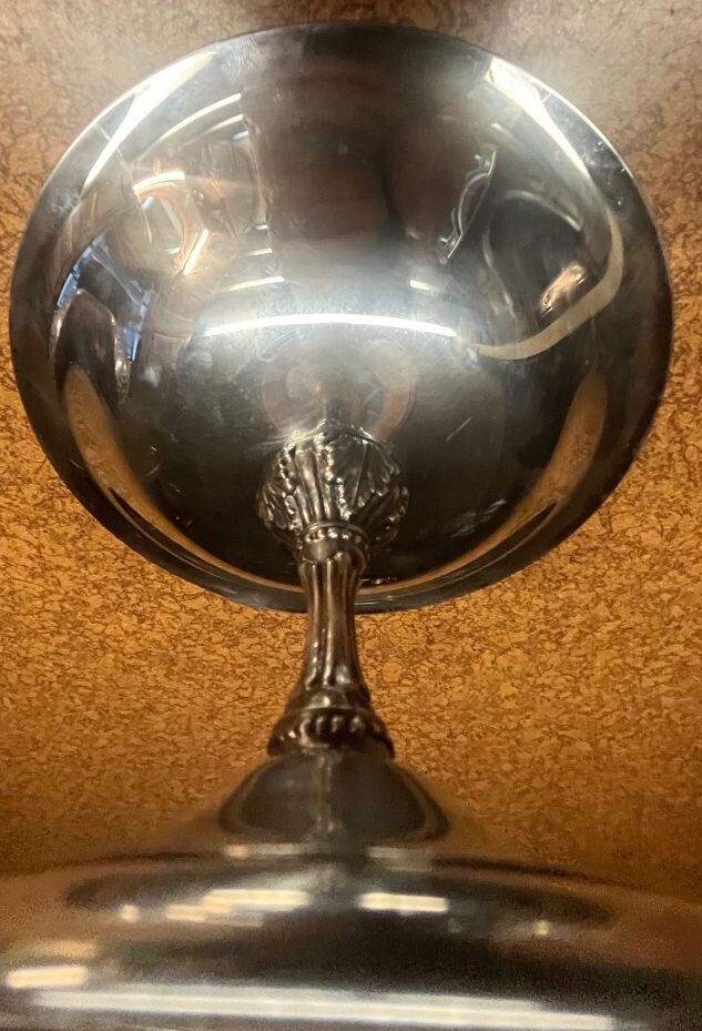 MCM Reed & Barton Silver Plated Compote with a Green Enameled Interior EXC. COND