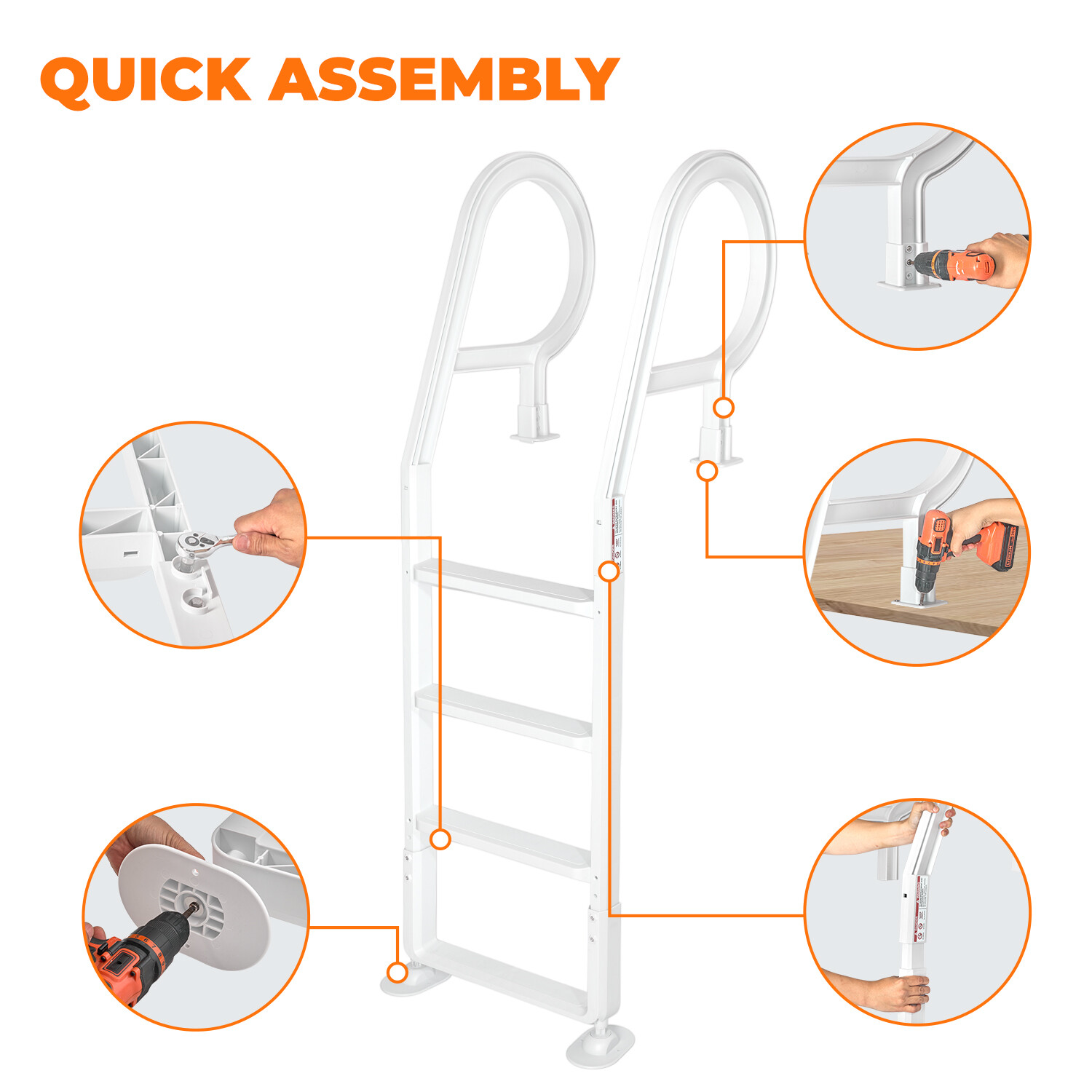 XtremepowerUS Adjustable Above Ground In Pool Swimming Pool Ladder 48" to 54