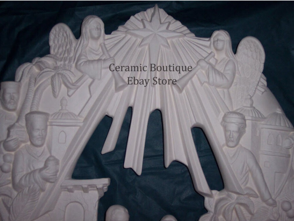 Ceramic Bisque~~ Ready to Paint~~ Nativity Wreath 16" diameter