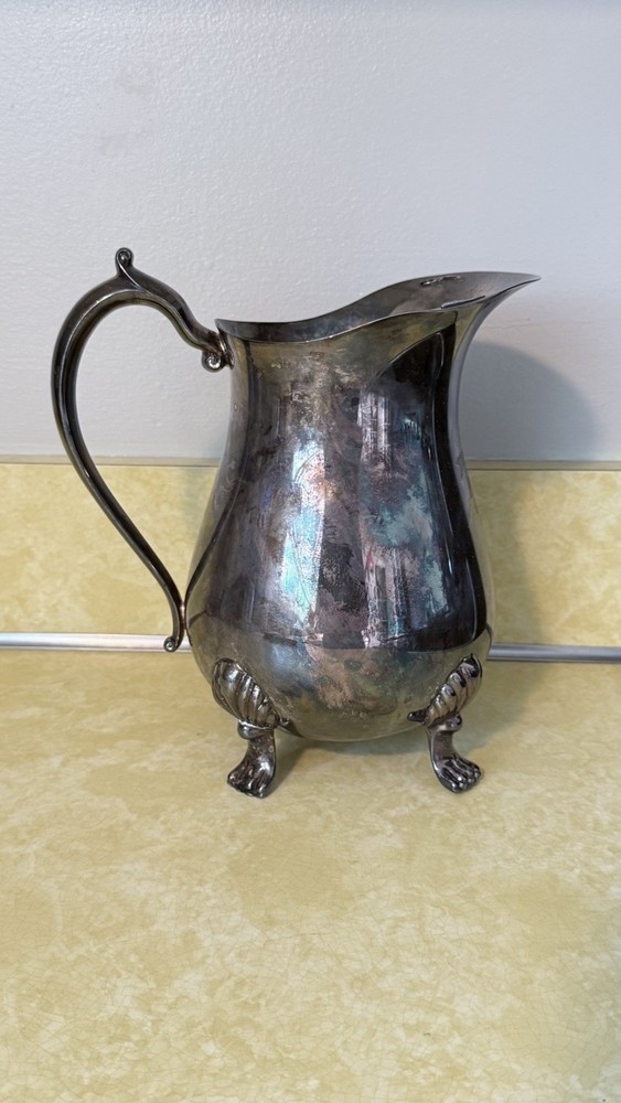 Leonard Silver Plated Pitcher Coffee Tea Pot 8.5"x 5" Footed Antique Ornate