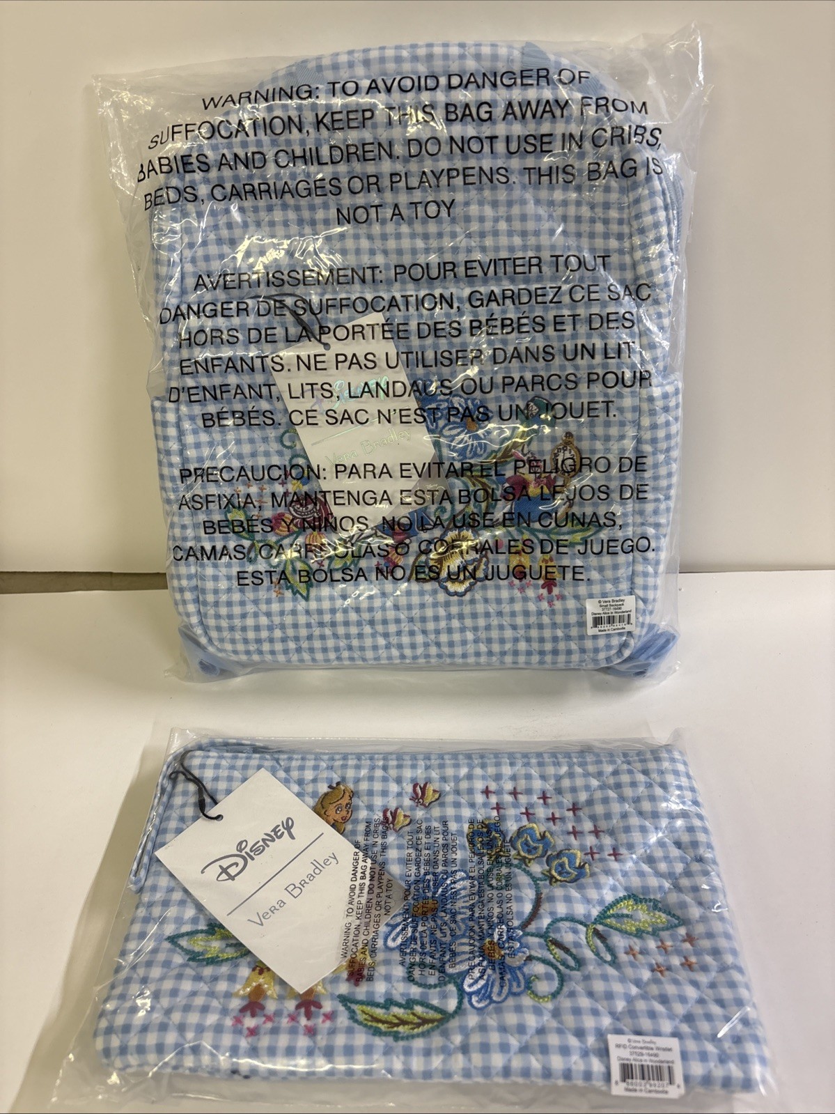 NWT Vera Bradley Disney 100 Alice in Wonderland Small Backpack & RFID Wristlet