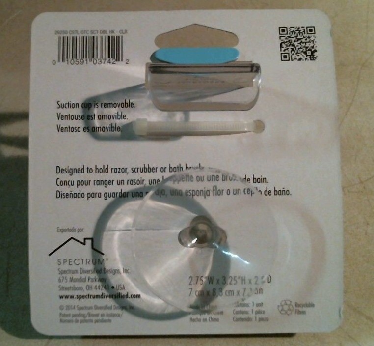 Spectrum 03742 Clear Plastic Suction Hooks For Kitchen/Bathroom 4 Pack FS
