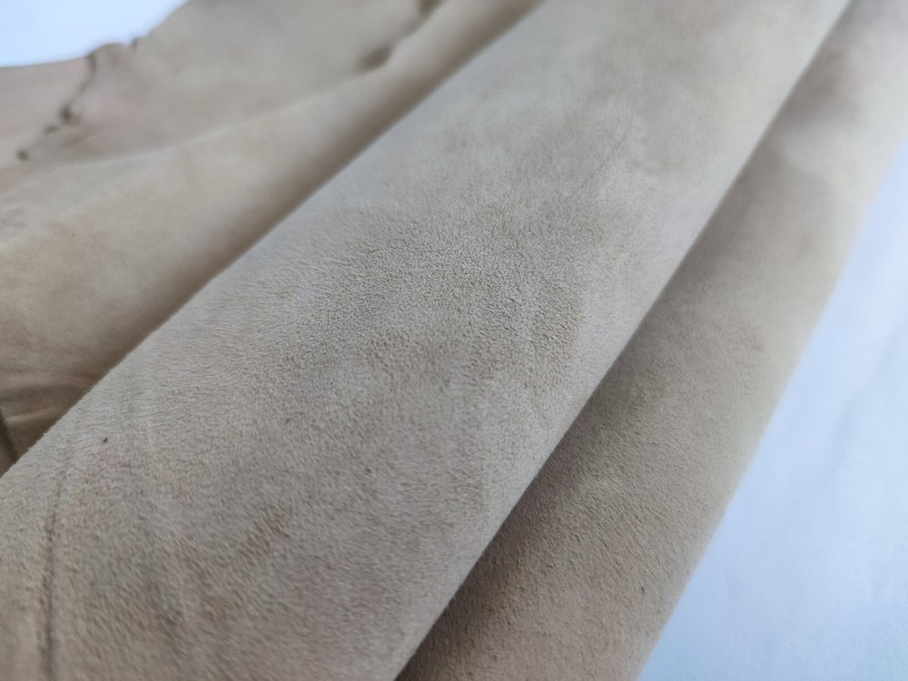 soft khaki suede goatskin leather lining hide