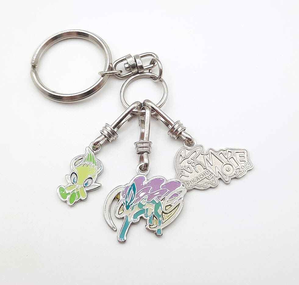 Pokemon 4Ever Celebi Suicune movie metal keychain charm set 1"  Japan