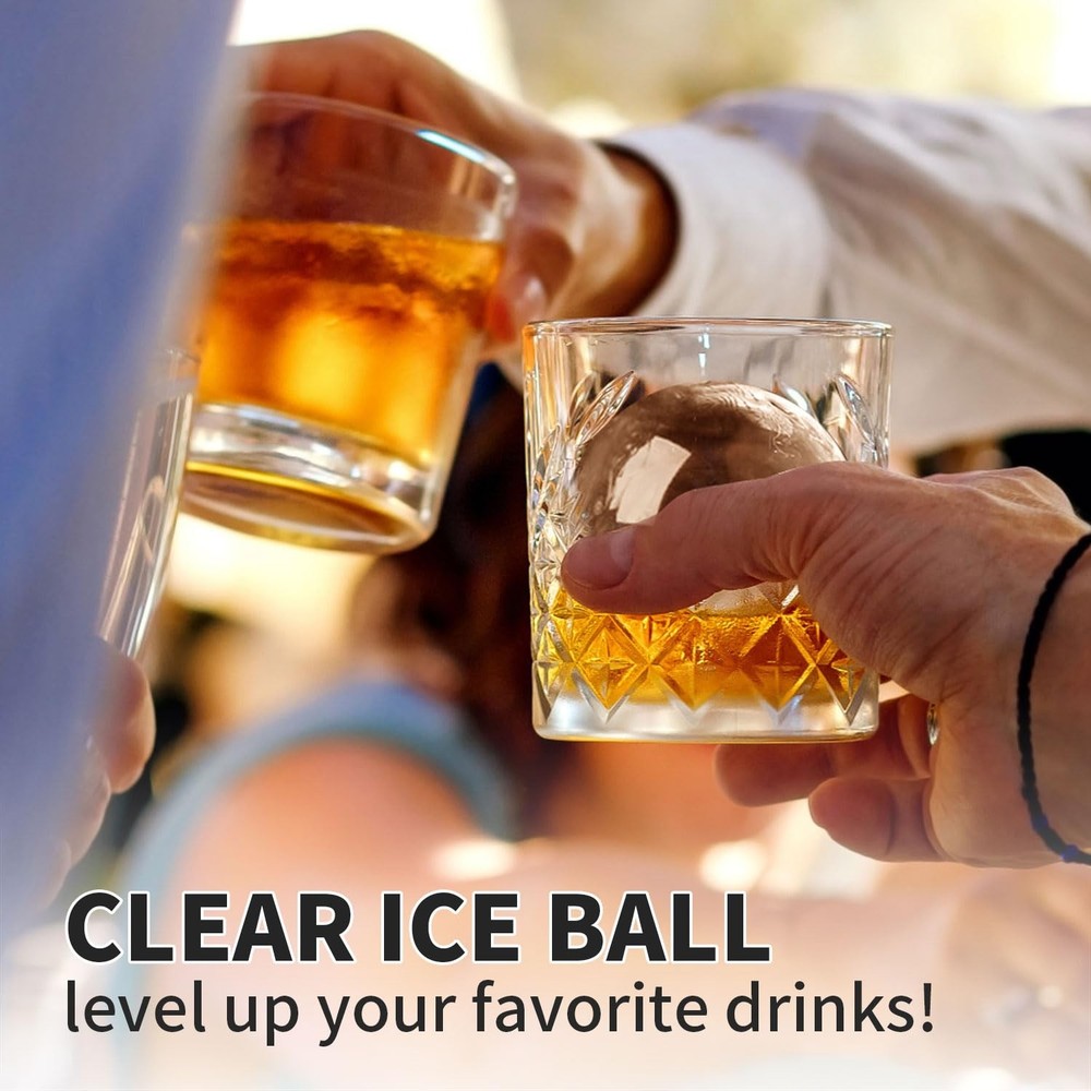 Clear Ice Maker for Whiskey: Circle Ice Cube Tray Make 2Inch Ice Sphere - Cle...