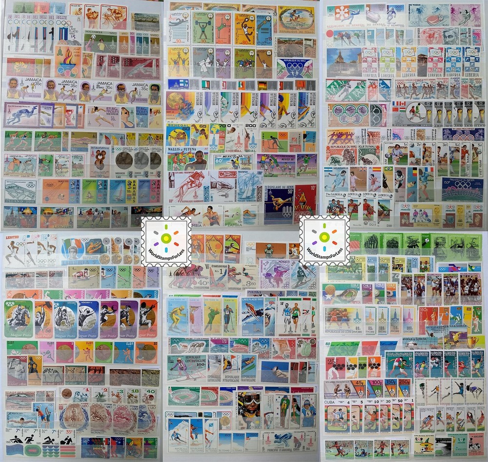 Worldwide Stamp Collection MNH - 100 Full Sets from 60 Different Countries &Gift