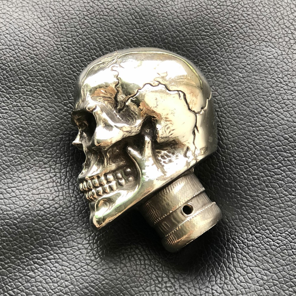 Solid White Copper Casting Skull Car Gear Shift Knob DIY part Cane Crutches Head