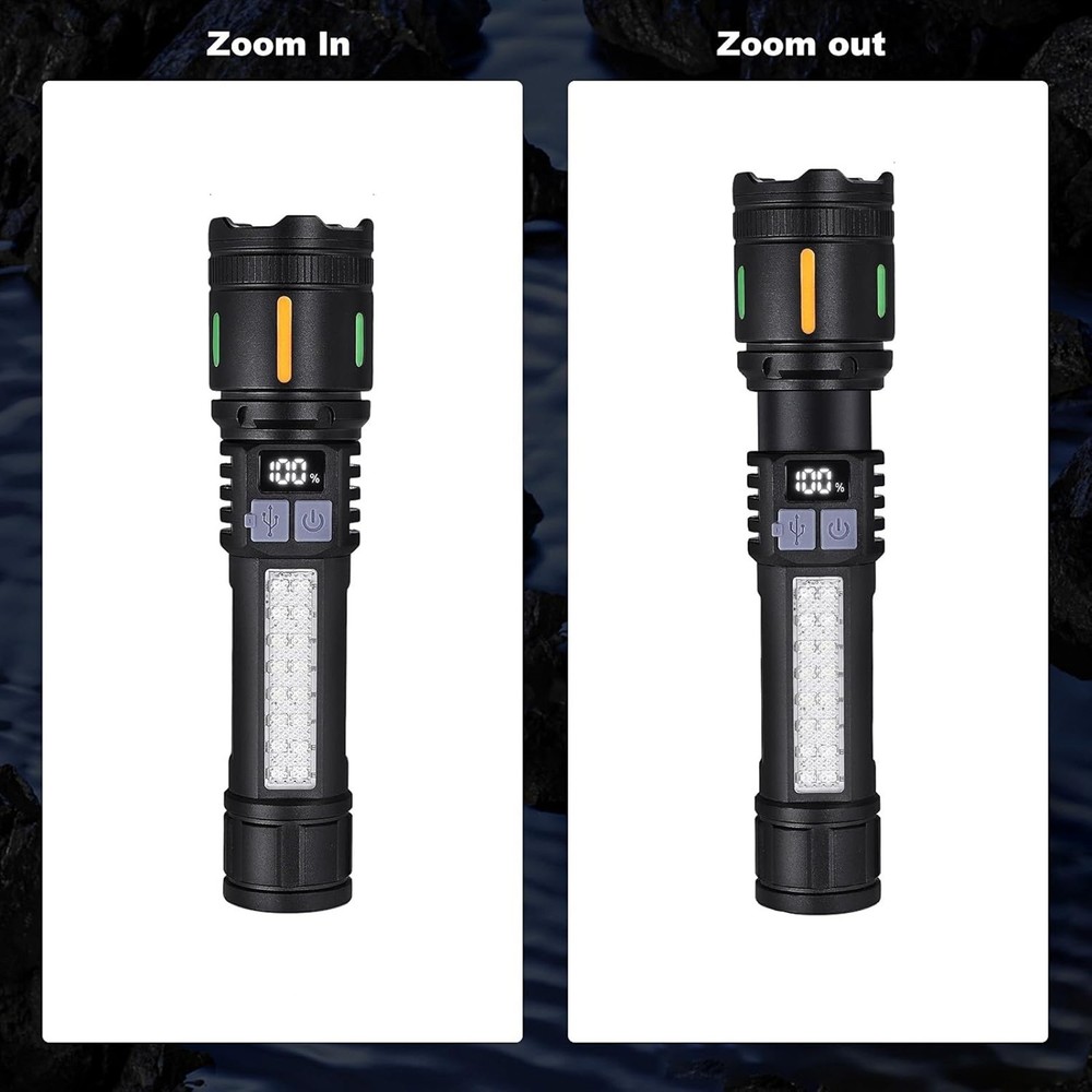 3000 Lumens LED Flashlight Rechargeable with 5 Modes Adjustable Head Portable