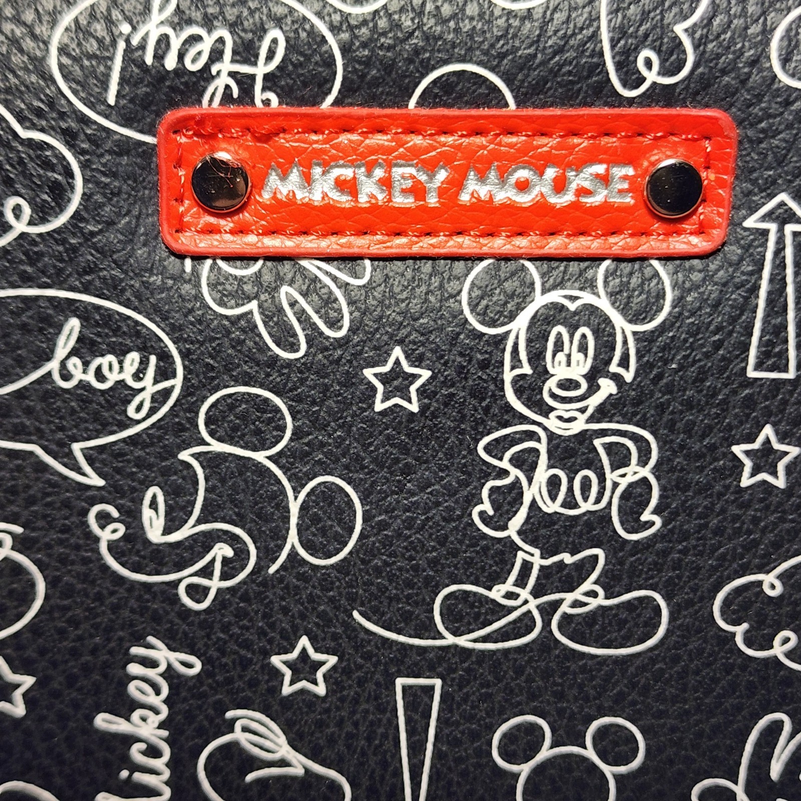 Disney Mickey Mouse Wristlet Wallet Black White Red Sketch New With Tag