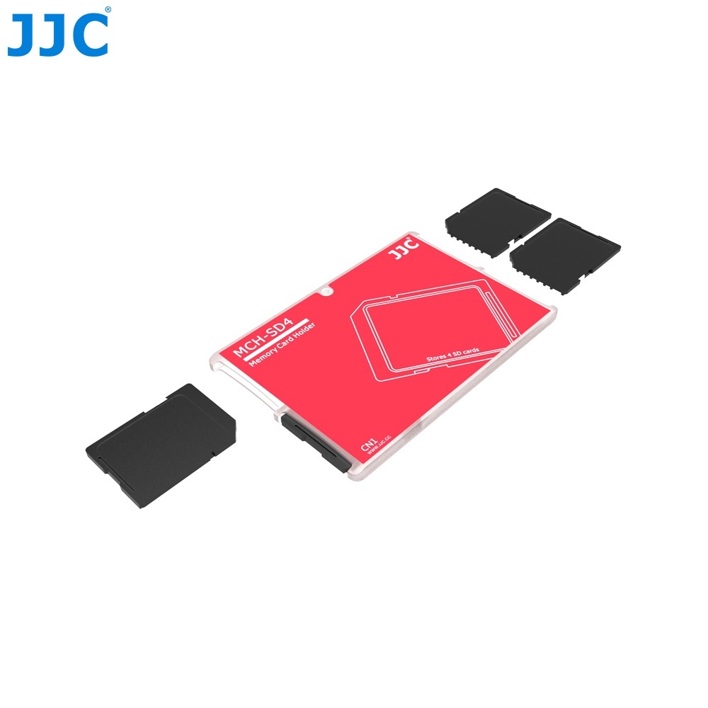 JJC Memory Card Case for 4x SD Cards - Red Edition - MCH-SD4