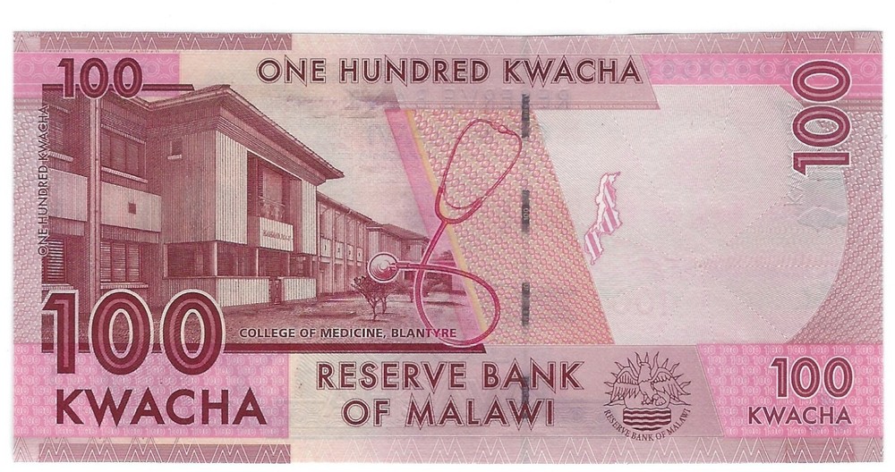 Banknote Malawi P65c 100 Kwacha 2017, crisp